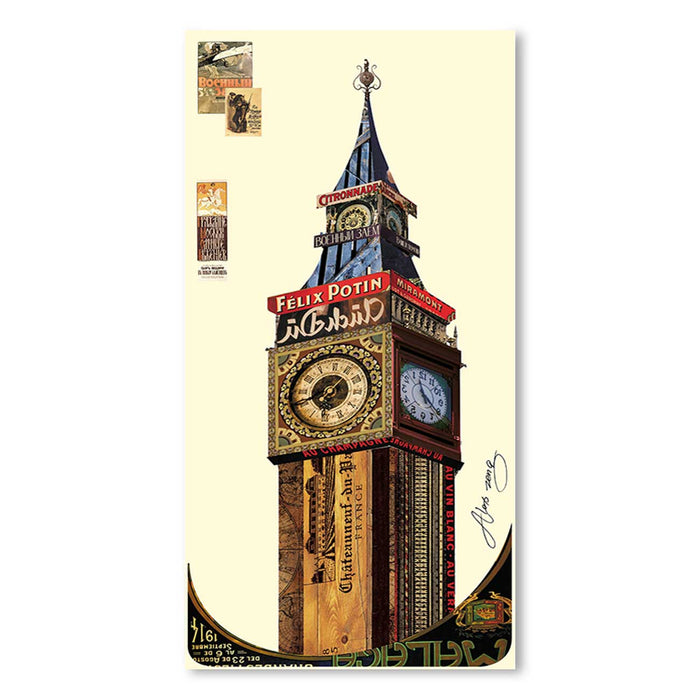 Canvas Painting Wall Art Print Picture London City Big Ben Retro Dimensional Collage Decorative Luxury Paintings for Home, Living Room and Office Décor (Multi, 16 x 31 Inches)