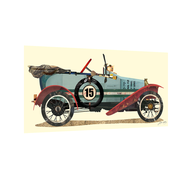 Canvas Painting Wall Art Print Picture Vintage car Antique Automobile #2" Dimensional Collage Decorative Paintings for Home, Living Room and Office Décor (Multi, 16 x 31 Inches)