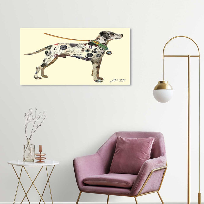 Canvas Painting Picture Dotted Dog Dimensional Collage Decorative Luxury Paintings for Home & Office Décor (Multi, 16 x 31 Inches)