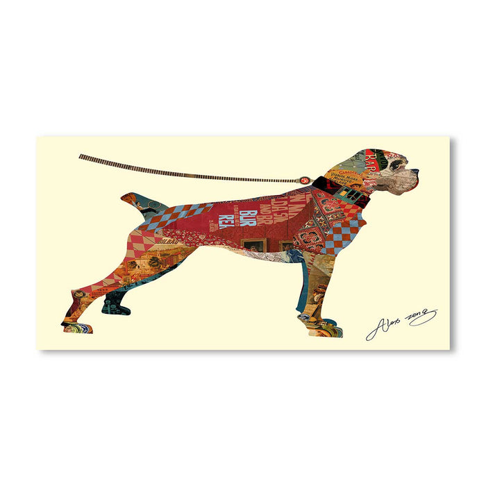 Canvas Painting Wall Art Print Picture Adorable Dog Dimensional Collage Decorative Luxury Paintings for Home, Living Room and Office Décor (Red, 16 x 31 Inches)