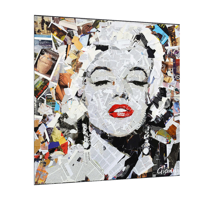 Canvas Painting Wall Art Print Picture Marilyn Monroe Figure Dimensional Collage Decorative Luxury Paintings for Home, Living Room and Office Décor (Multi, 24 x 24 Inches)