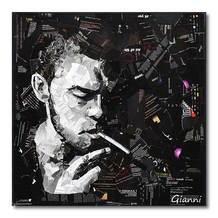 Canvas Painting Wall Art Print Picture Anime Cigarette Figure Dimensional Collage Decorative Luxury Paintings for Home, Living Room and Office Décor (Black, 24 x 24 Inches)