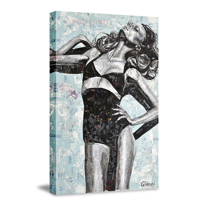 Canvas Painting Picture Dressings Room Figurative Art Paper Collage Decorative Luxury Paintings for Home & Office Décor (Black, 16 x 22 Inches)