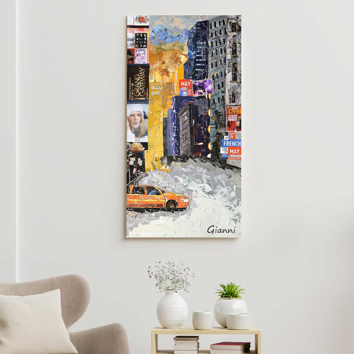Canvas Painting Wall Art Print Picture Vibrant City Art Paper Collage Decorative Luxury Paintings for Home, Living Room and Office Décor (Multi, 16 x 31 Inches)