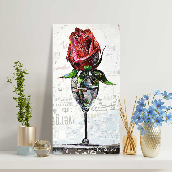 Canvas Painting Wall Art Print Picture Glass With Red Rose Art Paper C — ART  STREET