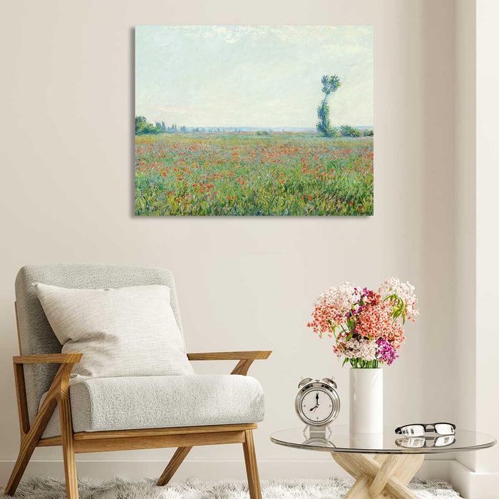 Canvas Painting Wall Art Print Picture The Poppy Field Art Paper Collage Decorative Luxury Paintings for Home, Living Room and Office Décor (Green, 16 x 22 Inches)