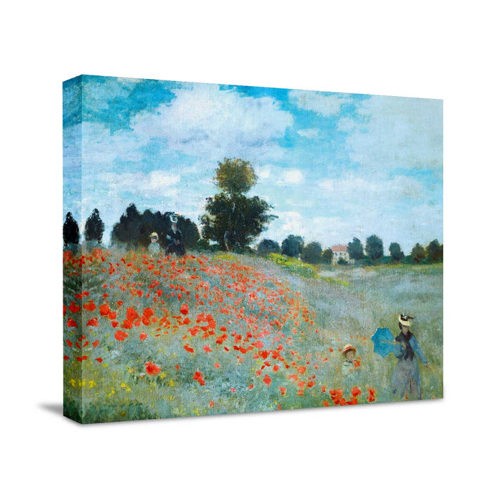 Canvas Painting Wall Art Print Picture Blooming Poppy Field Art Paper Collage Decorative Luxury Paintings for Home, Living Room and Office Décor (Red, 16 x 22 Inches)
