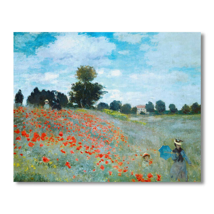 Canvas Painting Wall Art Print Picture Blooming Poppy Field Art Paper Collage Decorative Luxury Paintings for Home, Living Room and Office Décor (Red, 16 x 22 Inches)