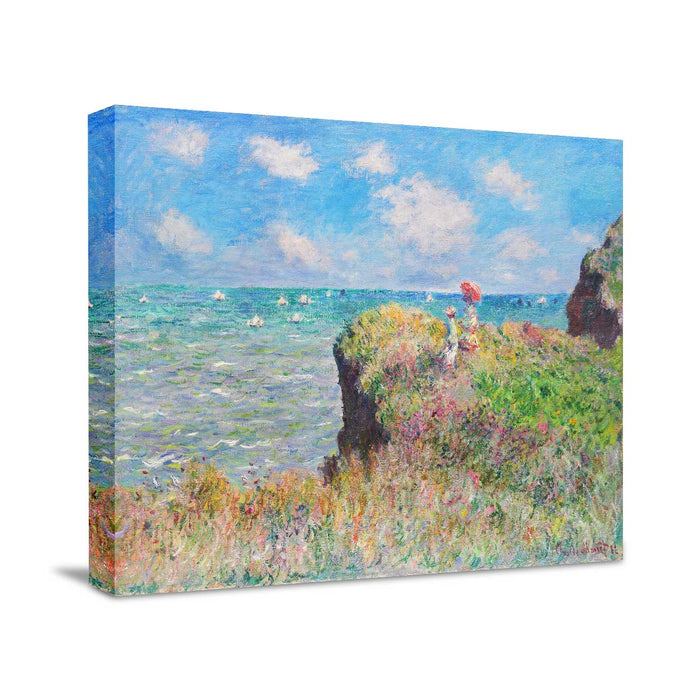 Canvas Painting Wall Art Print Picture The Cliff Walk at Pour Ville Art Paper Collage Decorative Luxury Paintings for Home, Living Room and Office Décor (Blue, 16 x 22 Inches)