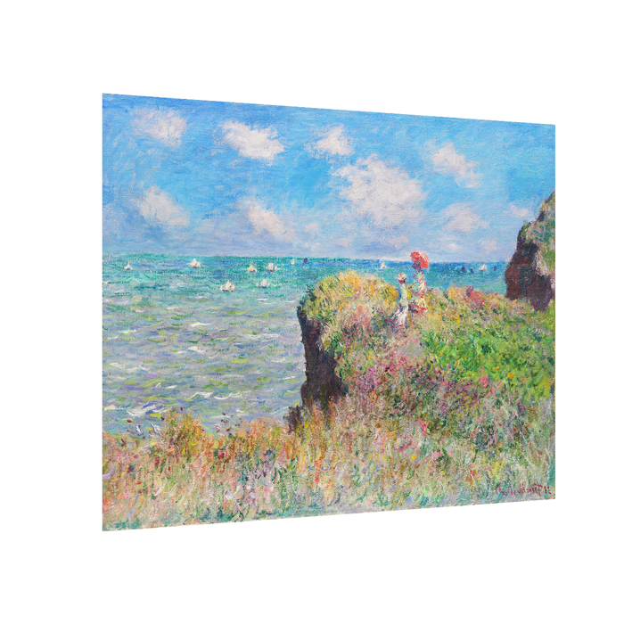 Canvas Painting Wall Art Print Picture The Cliff Walk at Pour Ville Art Paper Collage Decorative Luxury Paintings for Home, Living Room and Office Décor (Blue, 16 x 22 Inches)