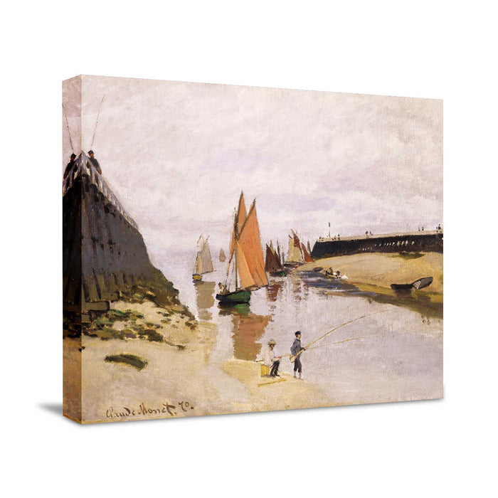 Art Street Canvas Painting Breakwater at Trouville Low Tide Art Paper Collage Decorative Luxury Paintings for Home & Office Décor (White, 16 x 22 Inches)