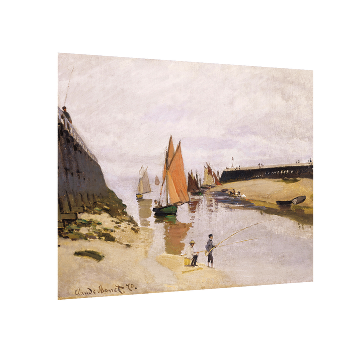Art Street Canvas Painting Breakwater at Trouville Low Tide Art Paper Collage Decorative Luxury Paintings for Home & Office Décor (White, 16 x 22 Inches)