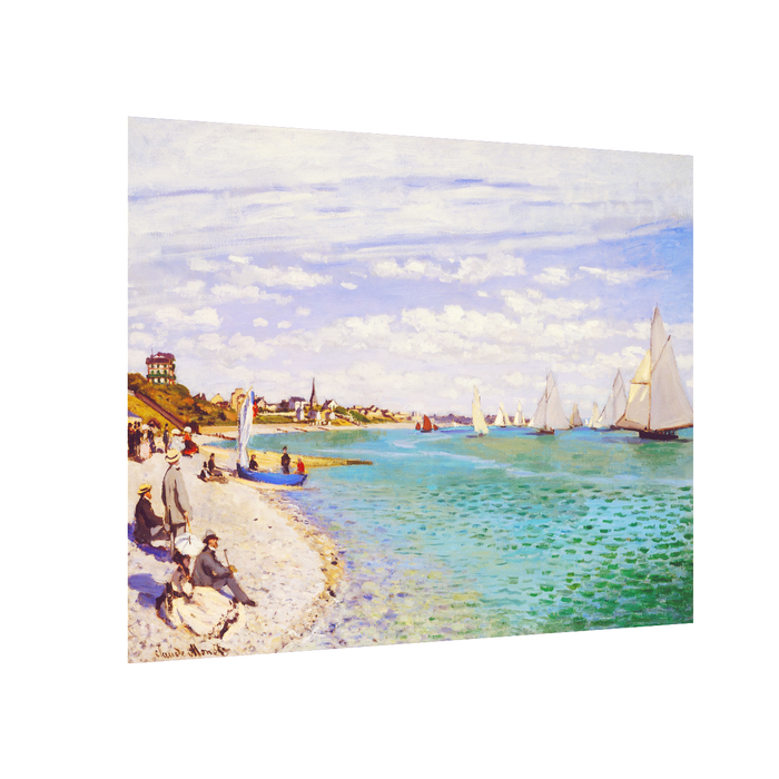 Canvas Painting Wall Art Print Picture Regatta at Sainte-Addressee Paper Collage Decorative Luxury Paintings for Home, Living Room and Office Décor (Blue, 16 x 22 Inches)