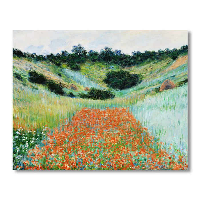 Canvas Painting Wall Art Print Picture Poppy Field in a Hollow near Giverny Paper Collage Decorative Luxury Paintings for Home, Living Room and Office Décor (Green, 16 x 22 Inches)