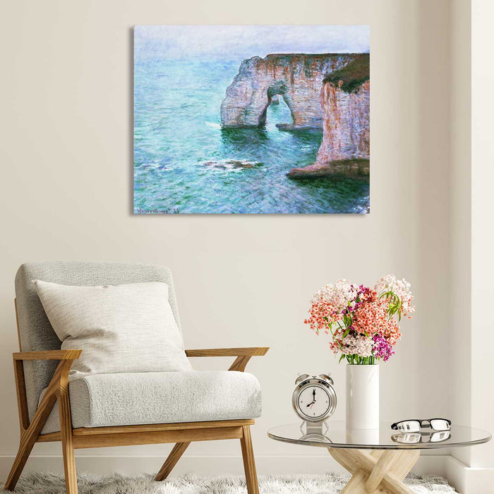 Canvas Painting Wall Art Print Picture Manne-Porte, Étretat Paper Collage Decorative Luxury Paintings for Home, Living Room and Office Décor (Blue, 16 x 22 Inches)