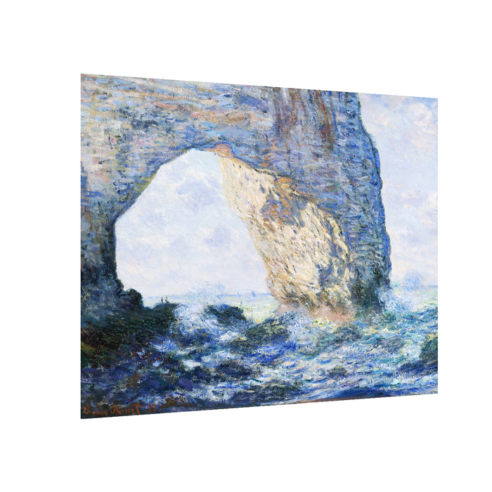 Canvas Painting Wall Art Print Picture The Manneporte near Étretat Paper Collage Decorative Luxury Paintings for Home, Living Room and Office Décor (Blue, 16 x 22 Inches)