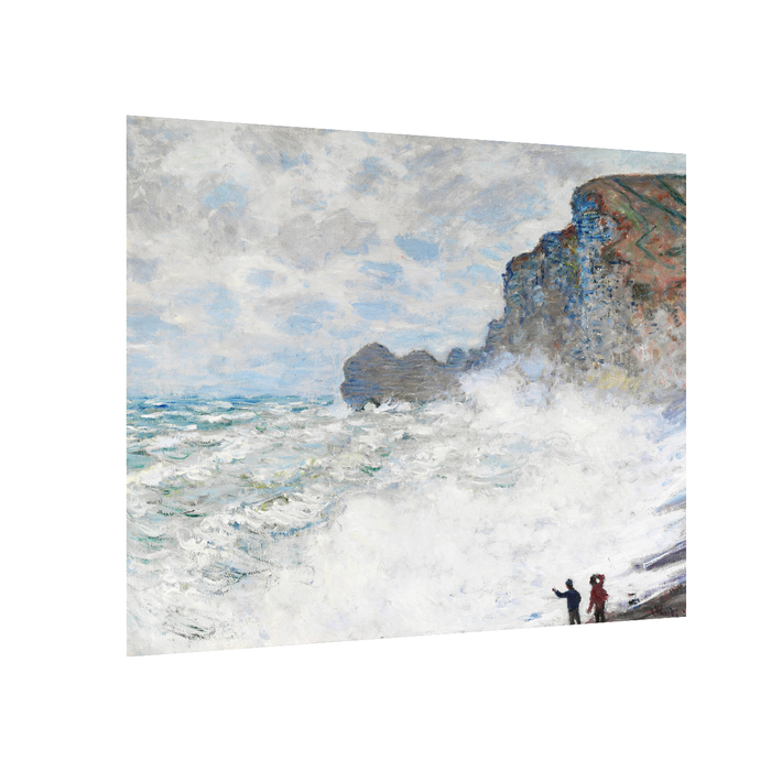 Canvas Painting Wall Art Print Picture Rough weather at Étretat Paper Collage Decorative Luxury Paintings for Home, Living Room and Office Décor (White, 16 x 22 Inches)