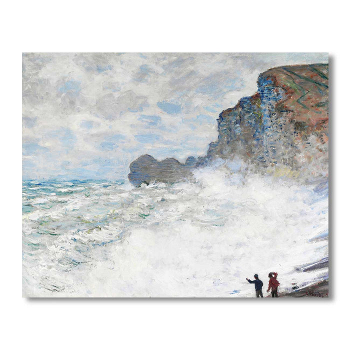 Canvas Painting Wall Art Print Picture Rough weather at Étretat Paper Collage Decorative Luxury Paintings for Home, Living Room and Office Décor (White, 16 x 22 Inches)