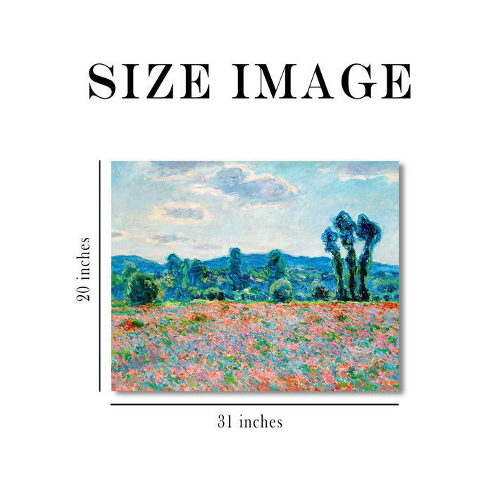 Canvas Painting Wall Art Print Picture Poppy Field in Giverny Paper Collage Decorative Luxury Paintings for Home, Living Room and Office Décor (Multi, 16 x 22 Inches)