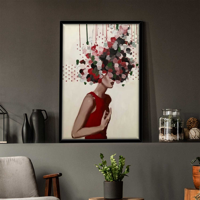 Cranberry  Red Flower Girls  Canvas For Living Room Home Décor
