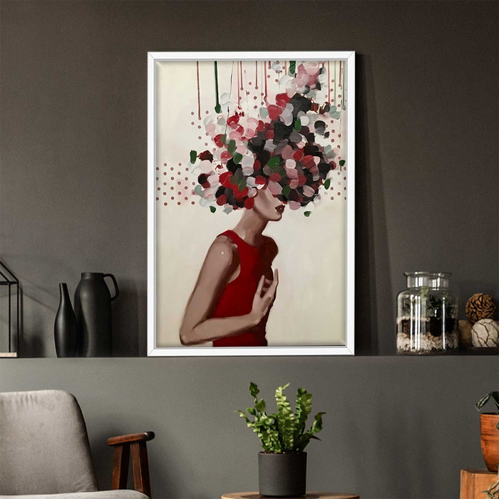 Cranberry  Red Flower Girls  Canvas For Living Room Home Décor