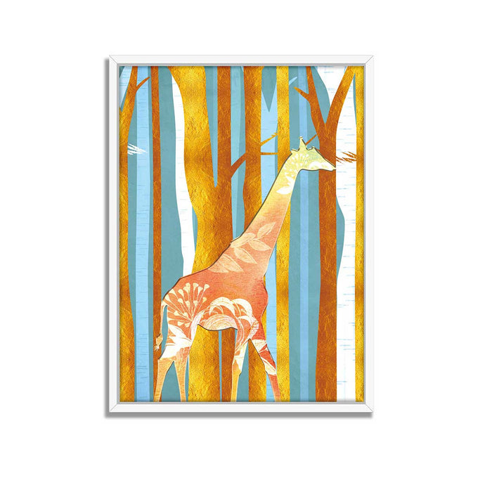 Marigold Yellow Deer Theme Framed Canvas For Home Decoration (Size - 17x23 Inch)