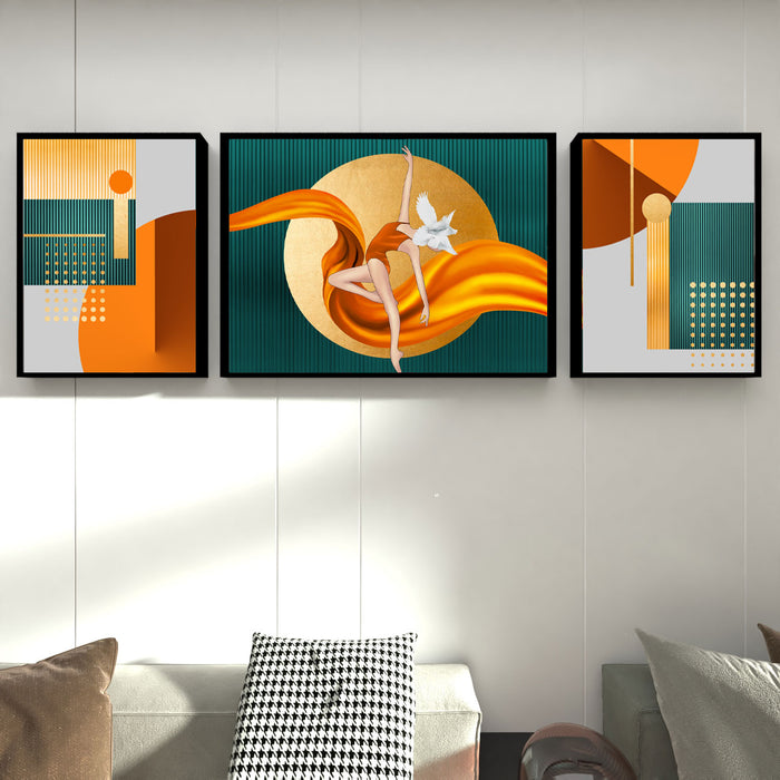 Artsy Abstract dancing lady Canvas Art set Painting For Home & Wall Décor