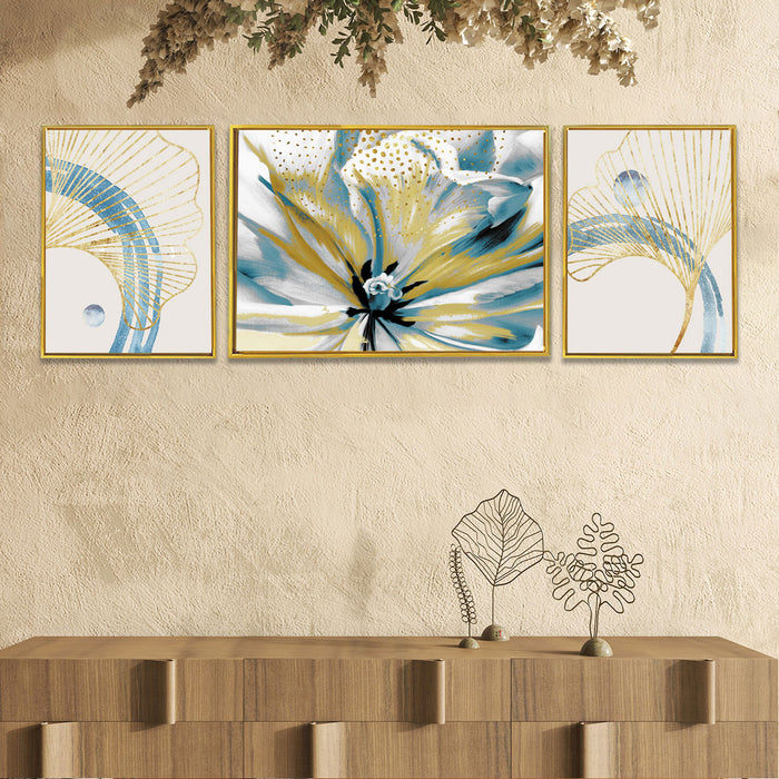 Artsy Floral Gingko leaves  Set of 3 Canvas set Art Print Painting For Home Décor