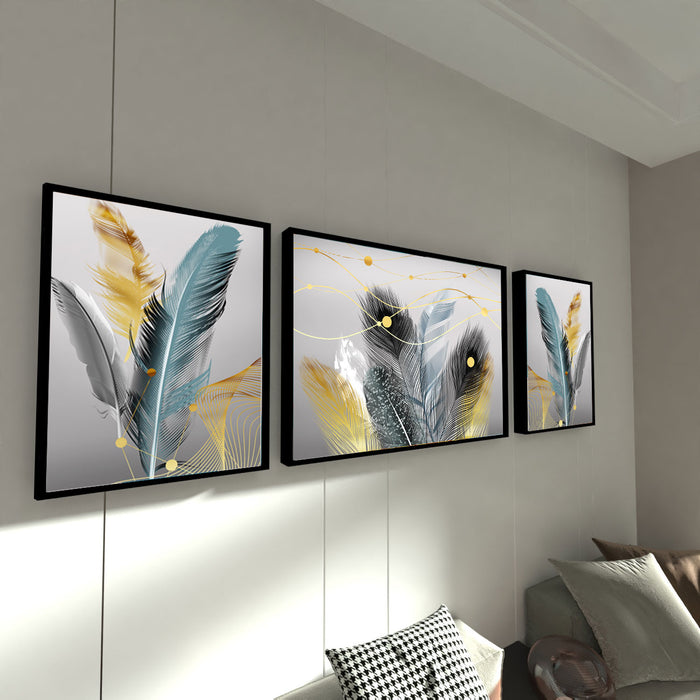 Artsy Bird Feathers dream catcher Canvas set Art Print Painting for Home Décor