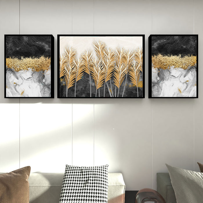 Palm Soil Gold Canvas set Art Print Painting For Home Décor