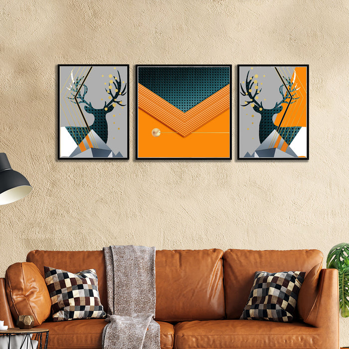 Reindeer Abstract Canvas set Art Print Painting For Home Décor