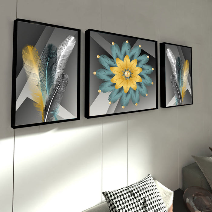 Artsy Feather of Many Birds Painting  3 Canvas set Art Print & Panting For Home Décor