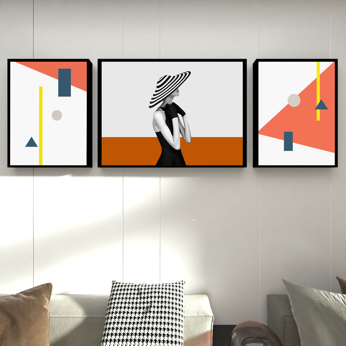 Lady figurative Modern Art , Three Piece Canvas set Art print Painting For  Home Décor