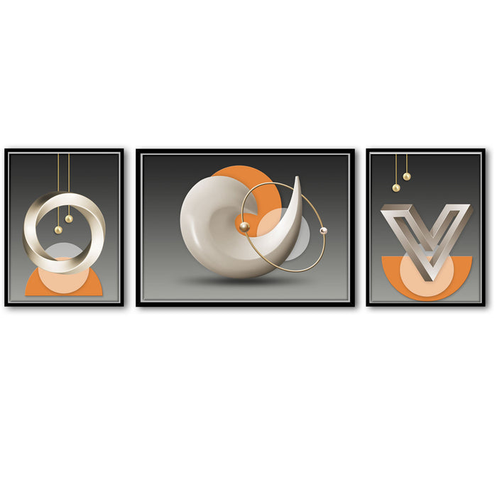 Abstract Toroide Set of 3 Canvas Painting For Home Décor ( Size  23 x 17, 13x17 )