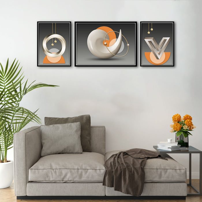 Abstract Toroide Set of 3 Canvas Painting For Home Décor ( Size  23 x 17, 13x17 )
