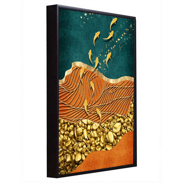 Golden Fish Framed Canvas Painting For Home Décor