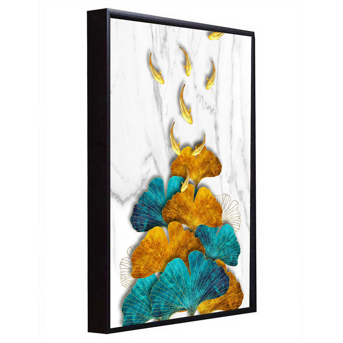 Gingko leaves Fish Framed Canvas Painting For Home Décor