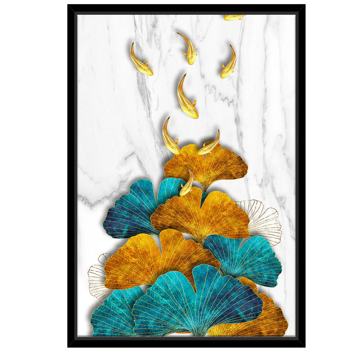 Gingko leaves Fish Framed Canvas Painting For Home Décor