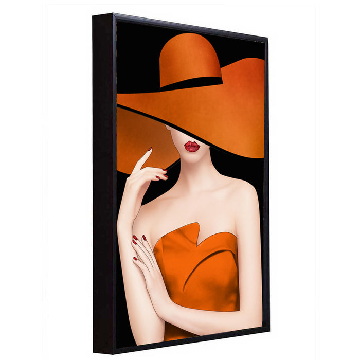 Costume Hat Lady Framed Canvas Painting For Home Décor