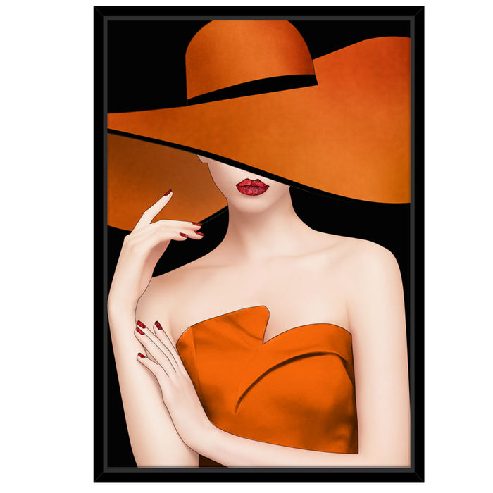 Costume Hat Lady Framed Canvas Painting For Home Décor