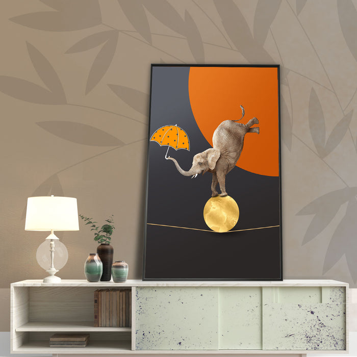 Circus Life Elephant Framed Canvas Painting For Home Décor
