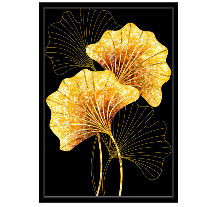 Golden Gingko Leaves Framed Canvas Painting For Home Décor