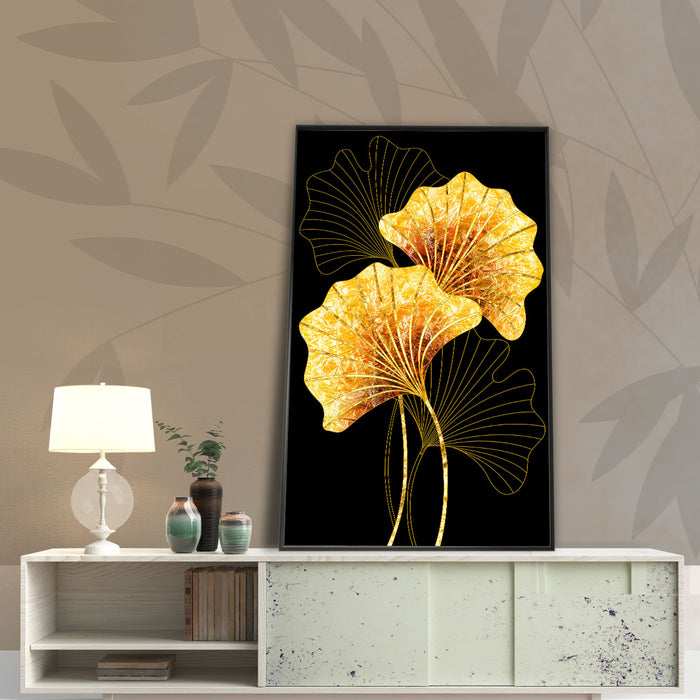 Golden Gingko Leaves Framed Canvas Painting For Home Décor