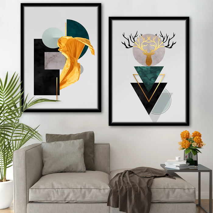 Minimalist Geometric Wall Art Deer Motif Triangle for Home & Wall Décor