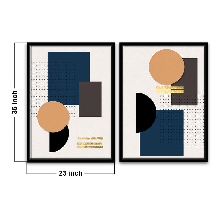 Orian Geomatric Shape Set of 2 Canvas Painting for Home & Wall Décor