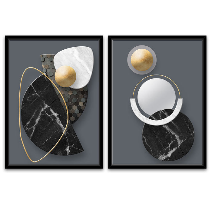 Abstract Marble Curves Geometric Fine Art Canvas Prints For Home & Wall Décor ( Size 35x47 Inches )