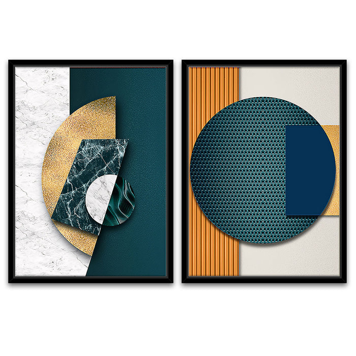 Geometric Design Fine Art Set of 2 Canvas Painting For Home Décor & Wall Décor