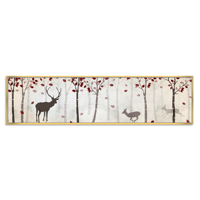 Auspicious Dear Canvas Painting, Decorative Modern Framed Luxury Paintings for Home & Office Décor (White, 13x47 Inch)