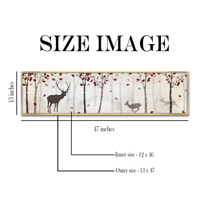 Auspicious Dear Canvas Painting, Decorative Modern Framed Luxury Paintings for Home & Office Décor (White, 13x47 Inch)