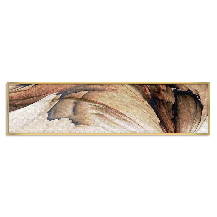 Abstract Wave Feather Color Canvas Painting, Decorative Luxury Paintings for Home Décor (Gold Frame, 13x47 Inch)